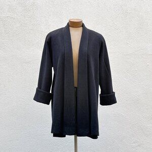 Vintage 90s Pavilion Petite Black Wool Duster Style Coat Medium